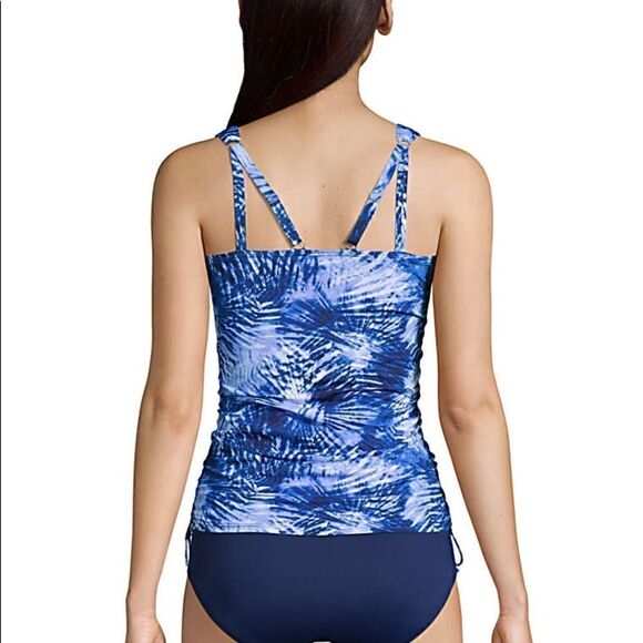Land’s End deep sea navy tie-dye underwire tankini adjust sides straps Various - Picture 4 of 6
